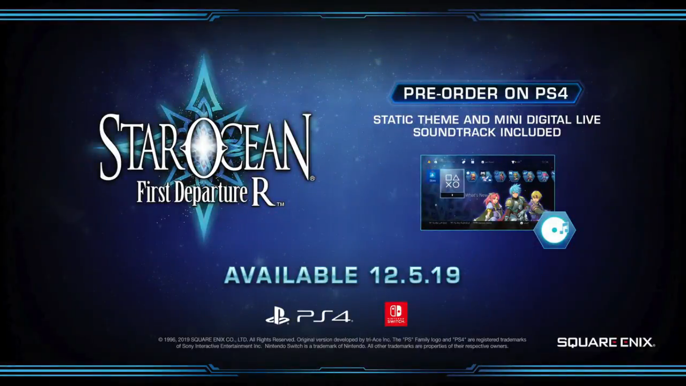 Trailer thông báo phát hành Star Ocean: First Departure R cho Switch và PS4